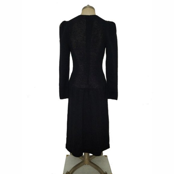 Vtg 80s Santana Knit beaded sequined Bodice Dress 12 - Picture 8 of 11